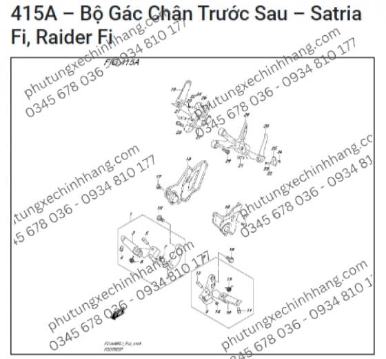 Chốt Gác Chân Sau Satria FI |Raider FI | Raider Xăng Cơ | Raider 2006 K6 | Raider 2009 K9