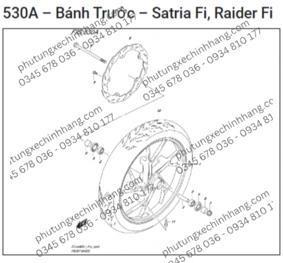 Cốt Bánh Trước Satria FI | Raider FI | Raider Xăng Cơ | Raider 2006 K6 | Raider 2009 K9