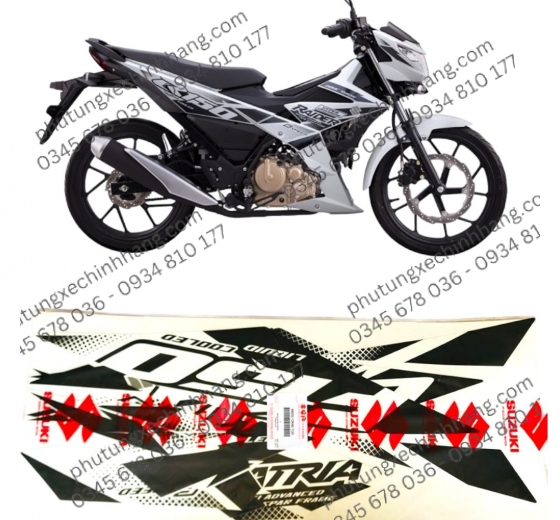 TEM SATRIA FI 150 MÀU TRẮNG BẠC ( ĐỜI 2018 )