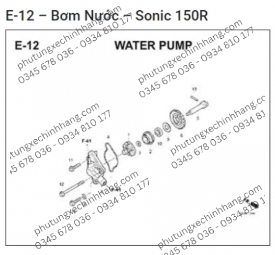 Cốt Bơm Nước Sonic 150R | Winner | Supra GTR 2020 | Winner X | CBR 150R | CB 150R