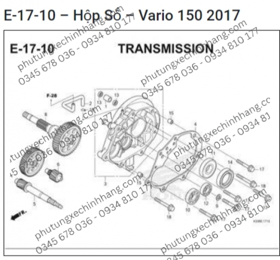 Bánh Răng Trục Trung Gian Vario 2017-2019 | Click 2017-2019