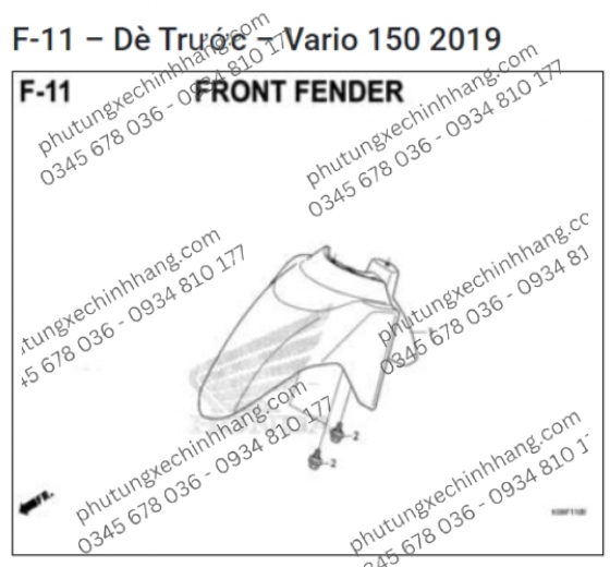 Dè Trước (Vàng Cát - Bạc - Đỏ - Trắng - Xanh Nhám) Vario 2019