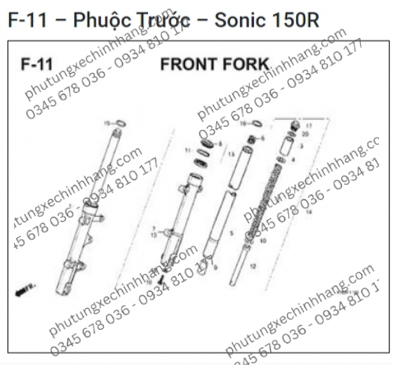 Phuột Trước Sonic 150R