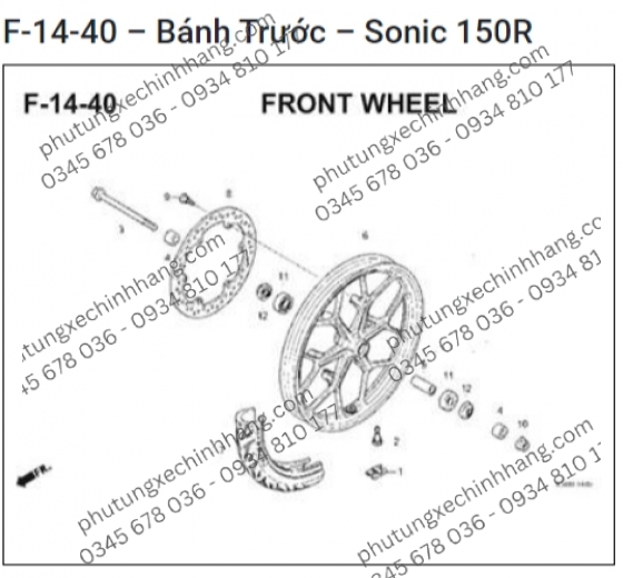 Cục Canh Bánh Trước Sau Sonic 150R