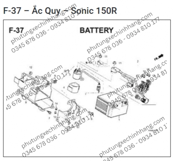 Bợ Ắc Quy Sonic 150R
