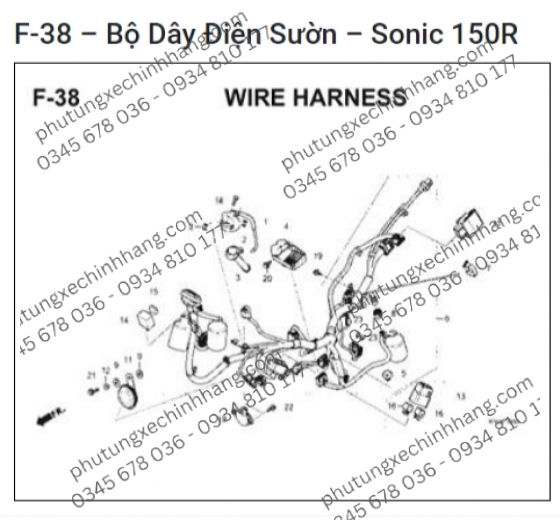 Dây Điện Sườn Sonic 150R