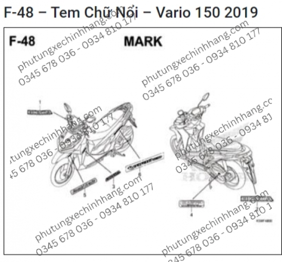 Tem Chữ Nổi Vario 150 Đỏ