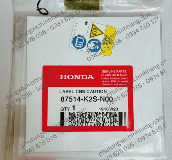 TEM CẢNH BÁO CBS VARIO 160 / PCX 160 / SH 160 / STYLO 160 / VARIO 125 ĐỜI 2023 / SCOOPY 150 / SH 150 / SH 160
